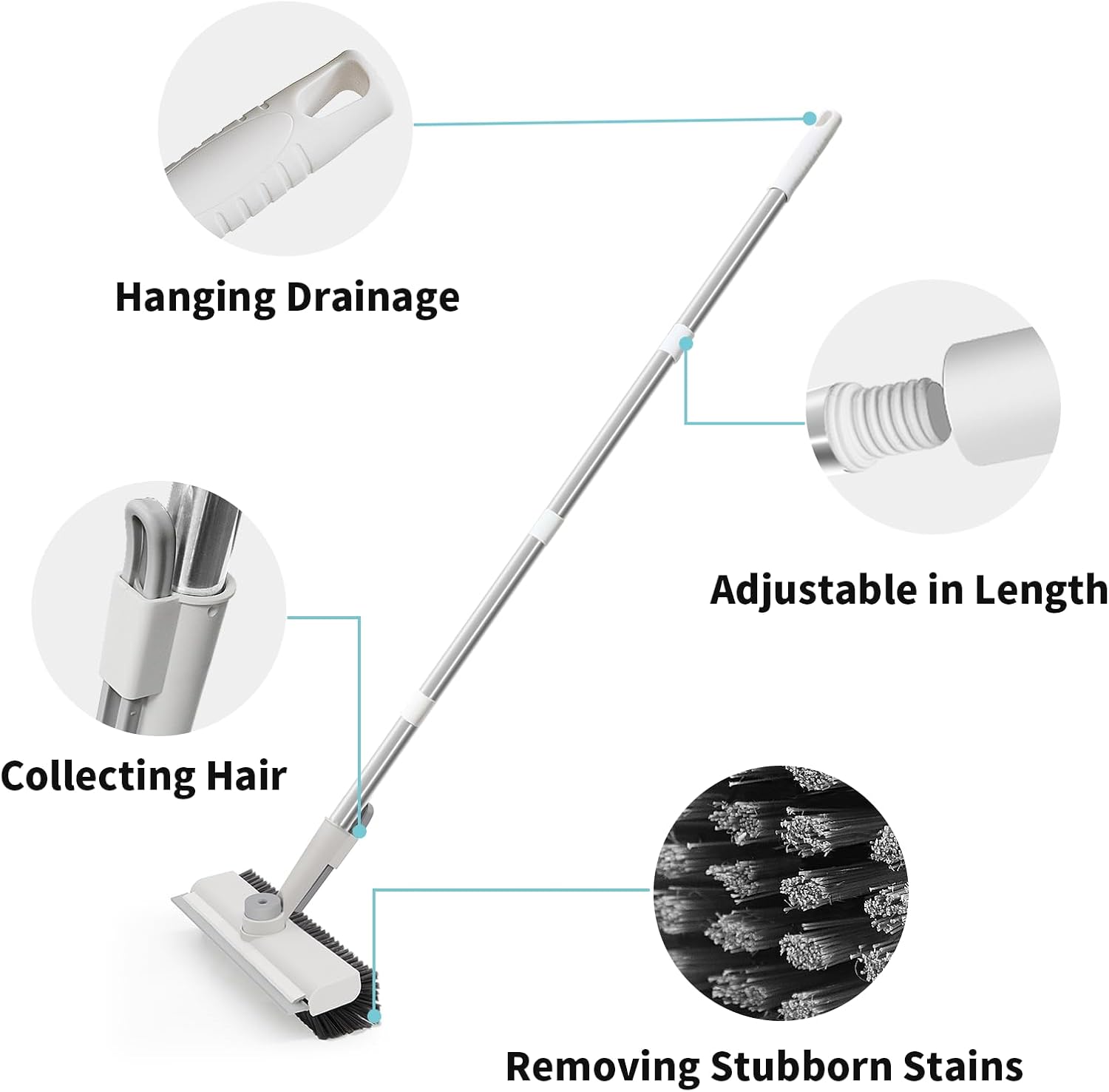 3-in-1 Floor Heavy Duty Cleaning Scrub Brush with Long Handle