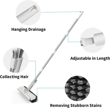 3-in-1 Floor Heavy Duty Cleaning Scrub Brush with Long Handle