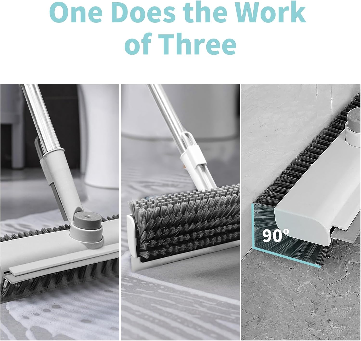 3-in-1 Floor Heavy Duty Cleaning Scrub Brush with Long Handle