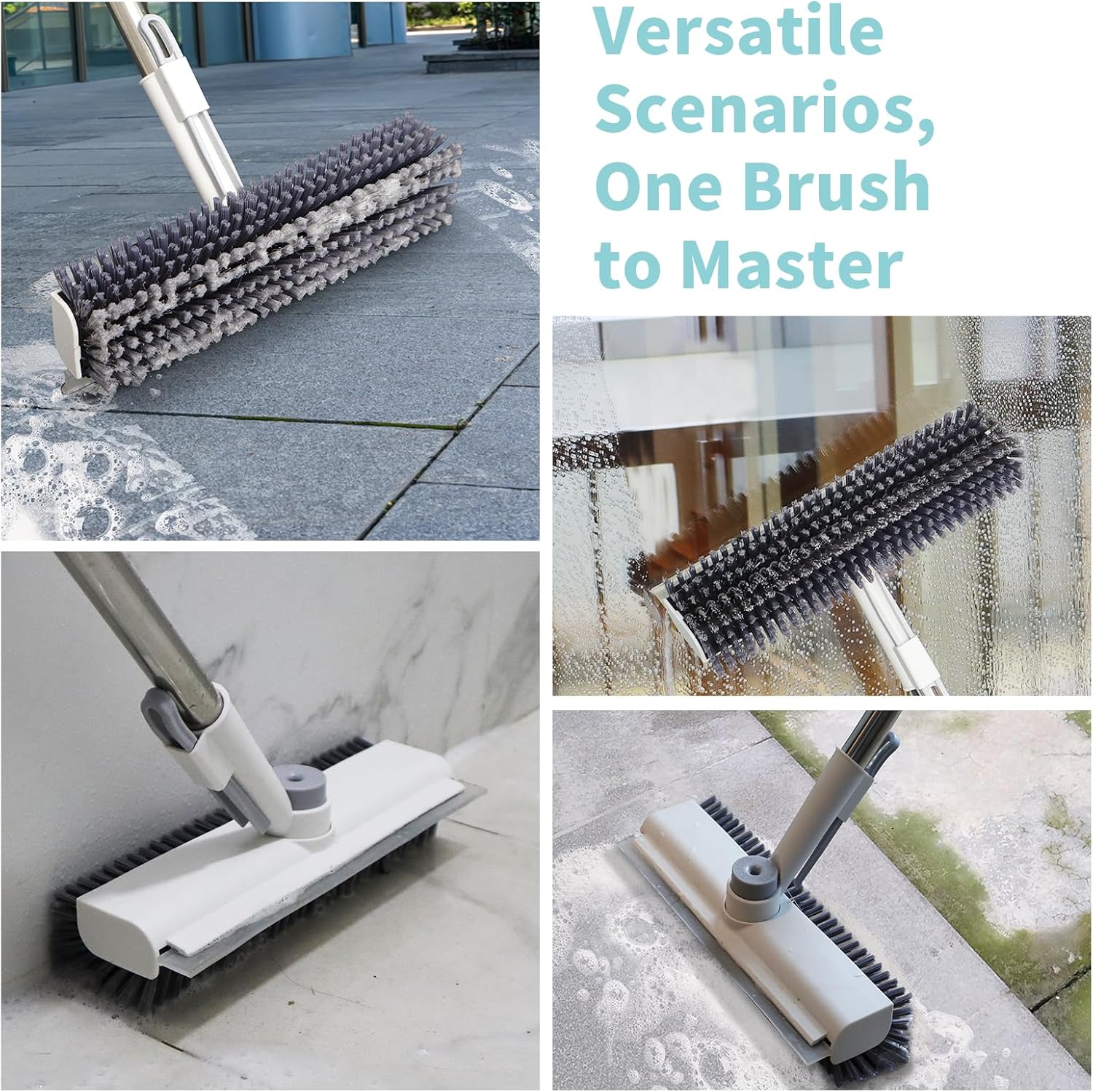 3-in-1 Floor Heavy Duty Cleaning Scrub Brush with Long Handle